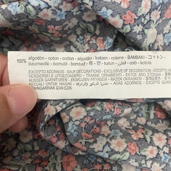 Zara Man Mens Size Medium Slim Fit Button Down Shirt Long Sleeve Black Floral - Picture 8 of 8